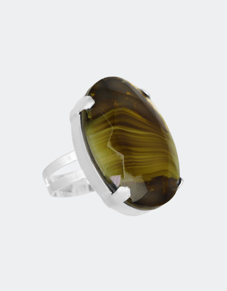 Olive Agate/ Silver