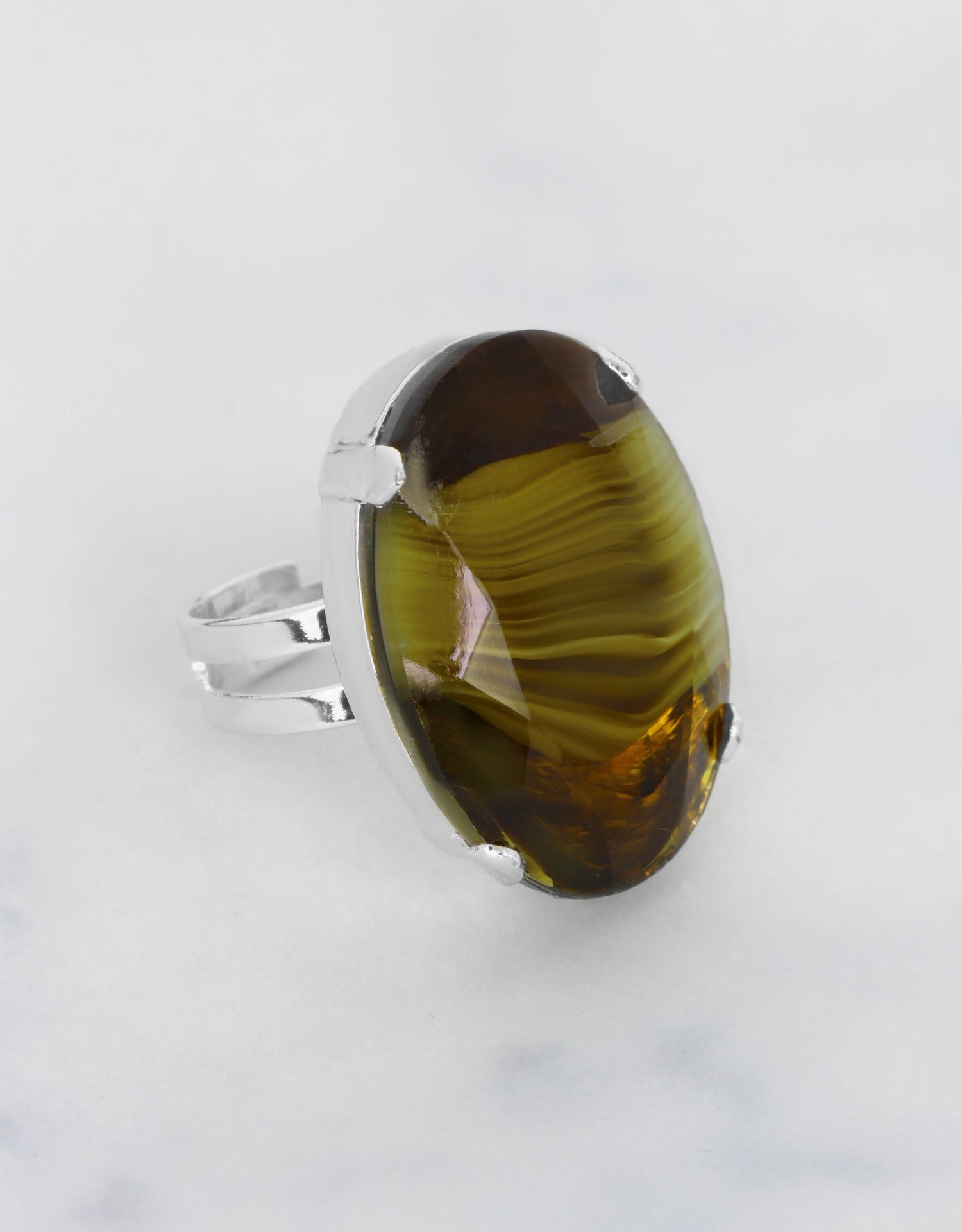 Olive Agate/ Silver