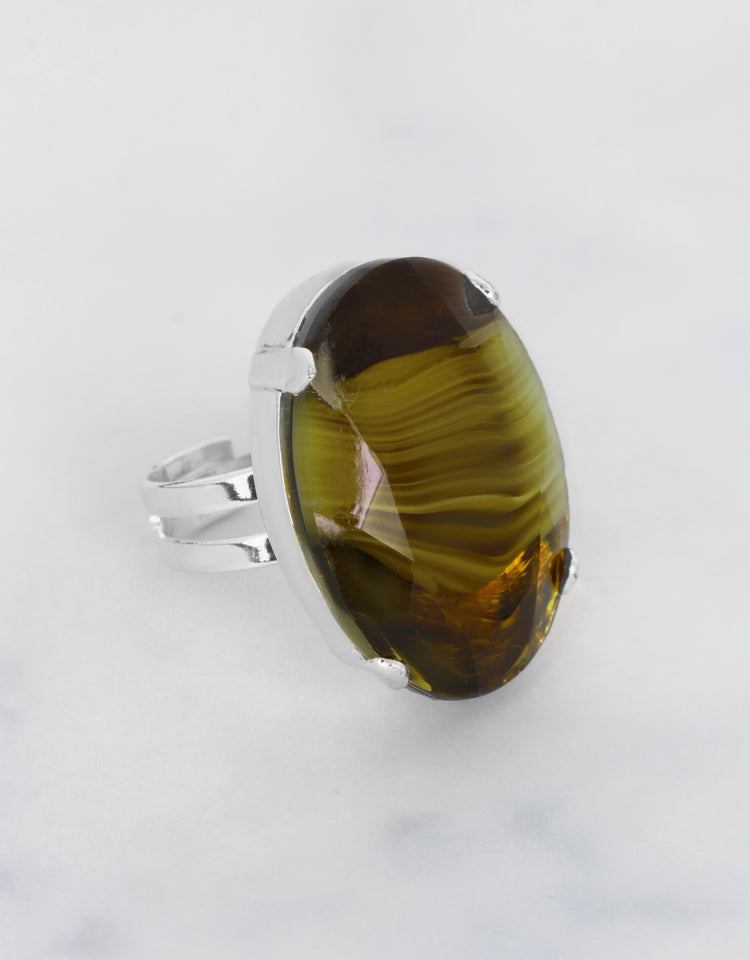 Olive Agate/ Silver