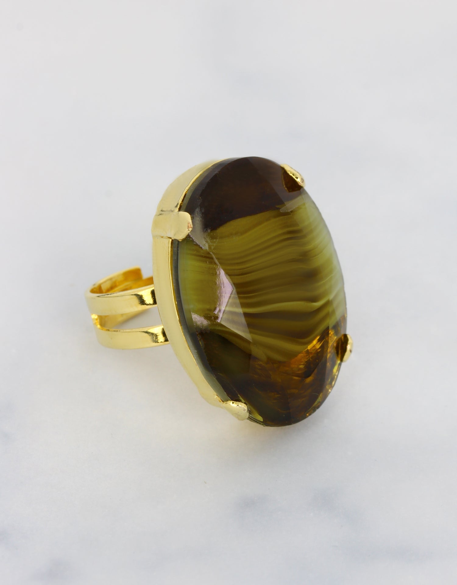 Olive Agate/ Gold