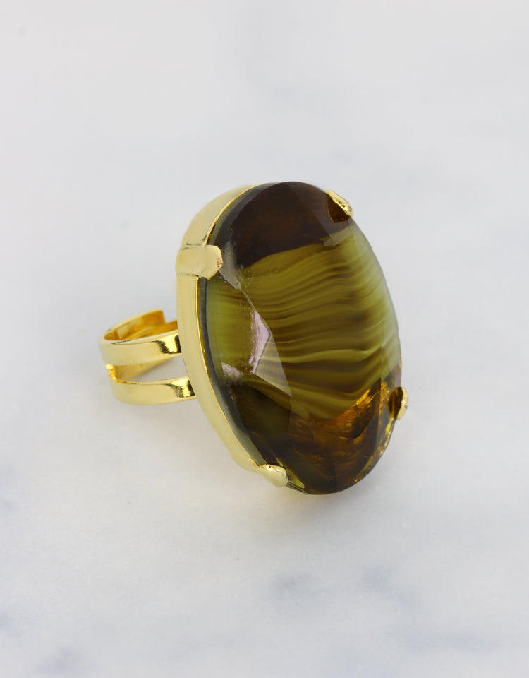 Olive Agate/ Gold
